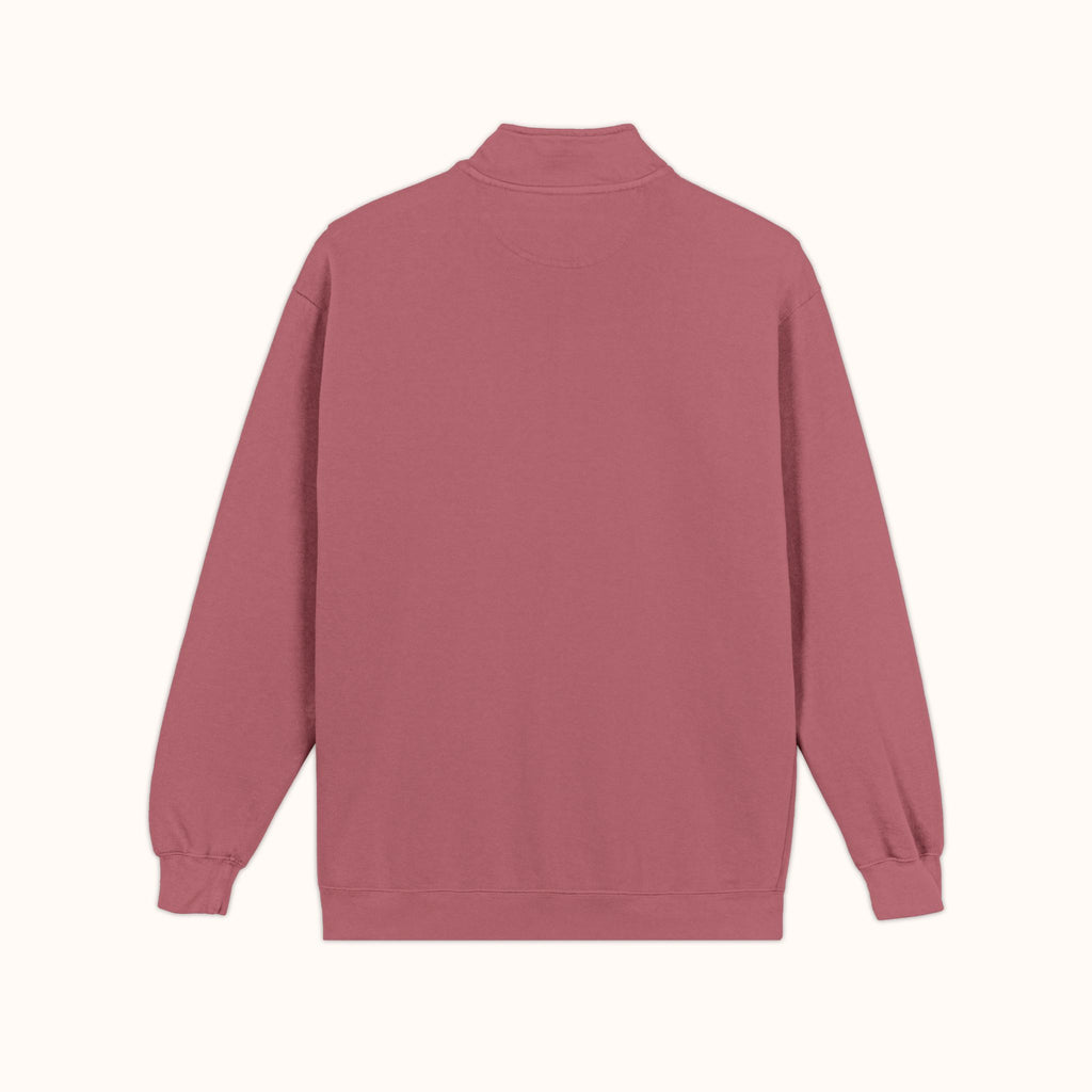 RAMU SHAMU EMBROIDED QUARTER-ZIP CRIMSON