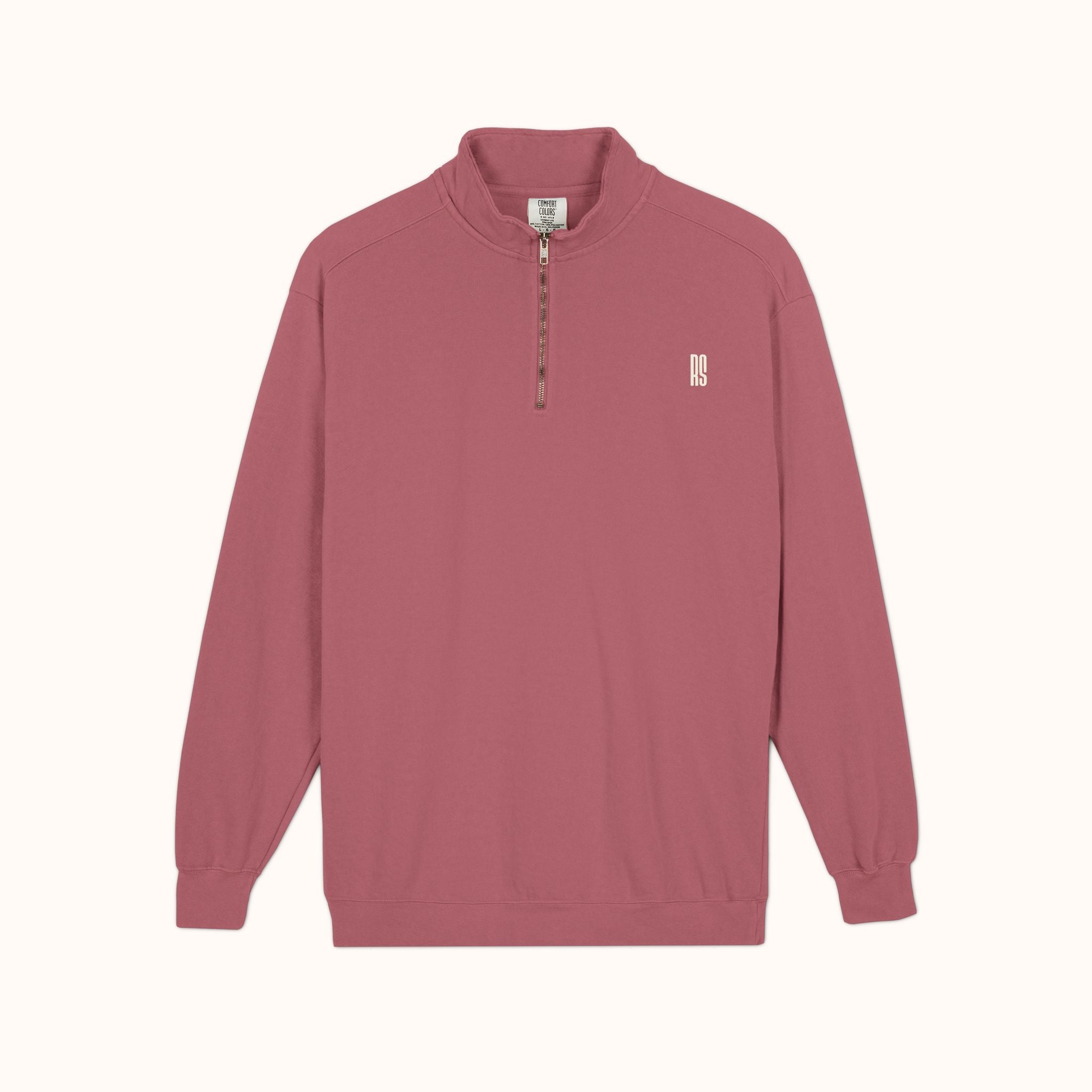 RAMU SHAMU EMBROIDED QUARTER-ZIP CRIMSON
