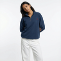RAMU SHAMU EMBROIDED QUARTER-ZIP NAVY