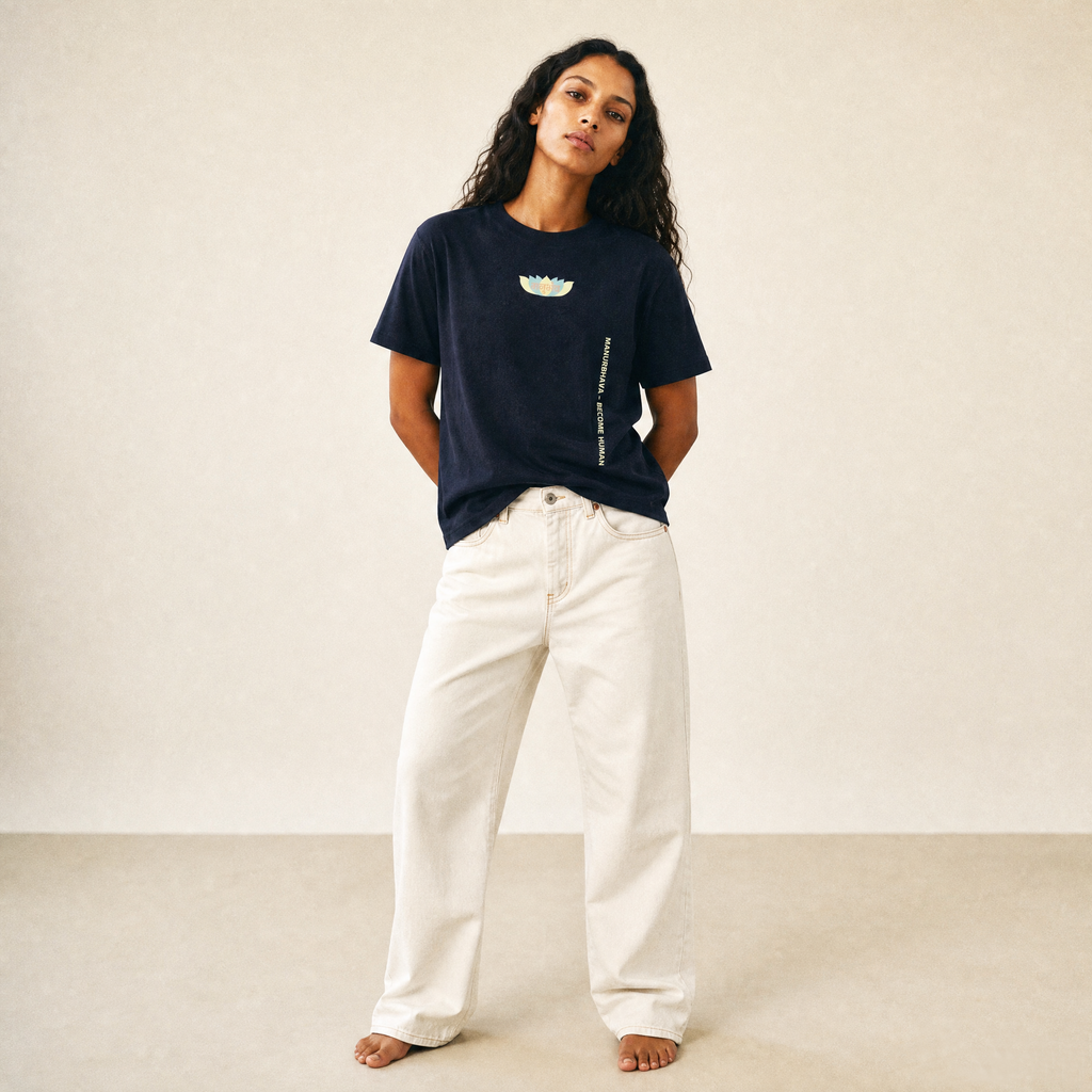 LOTUS HIGH NECK T-SHIRT NAVY