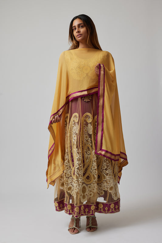 The Jyoti Anarkali from the front with the scarf draped down